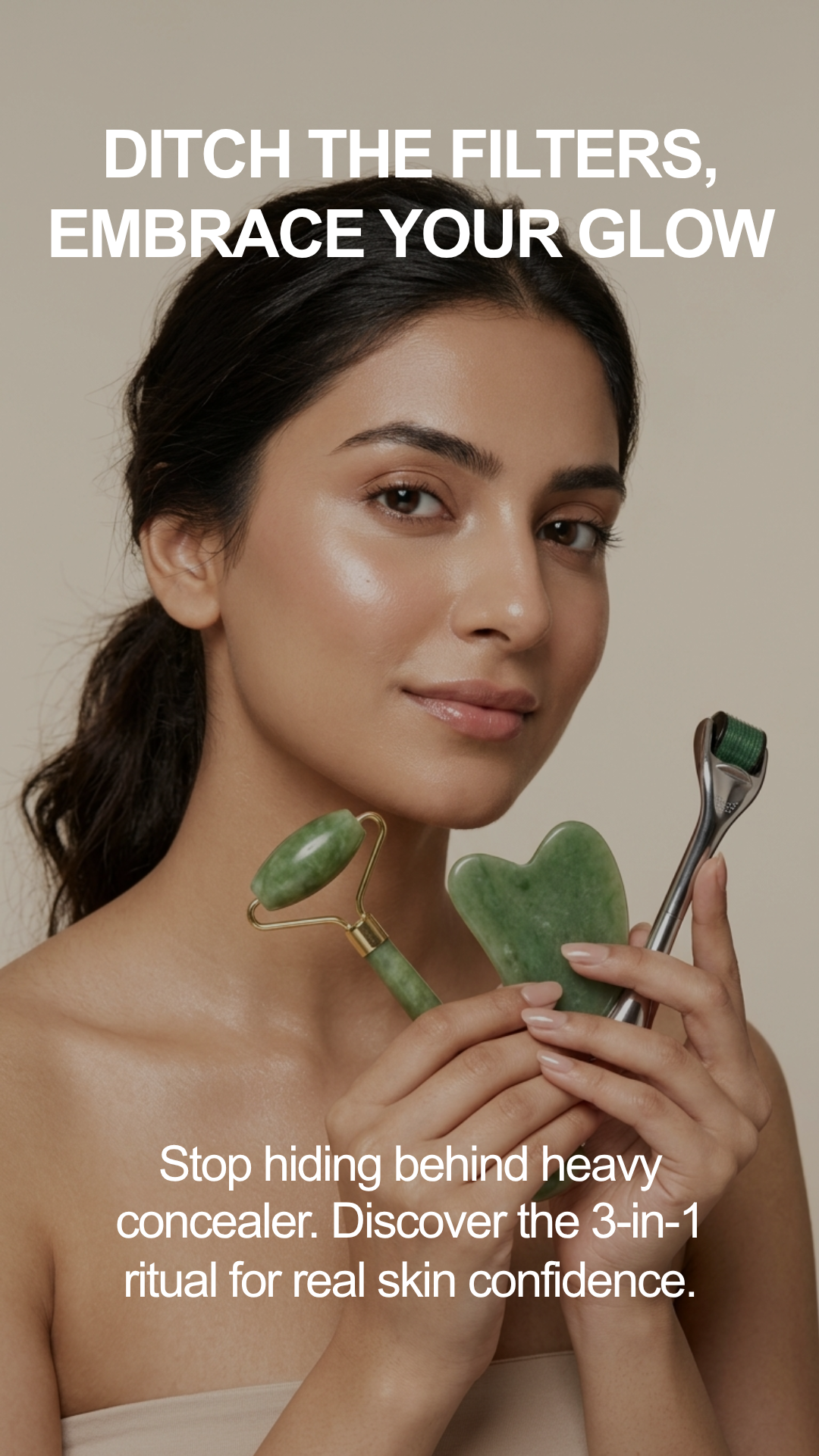 Gua Sha Facial Tool 3 in 1 | Free Derma Roller | Jade Roller + Guasha + Free Gift