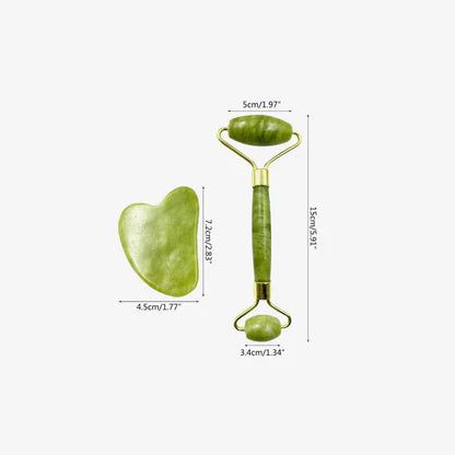 Gua Sha Facial Tool 3 in 1 | Free Derma Roller | Jade Roller + Guasha + Free Gift